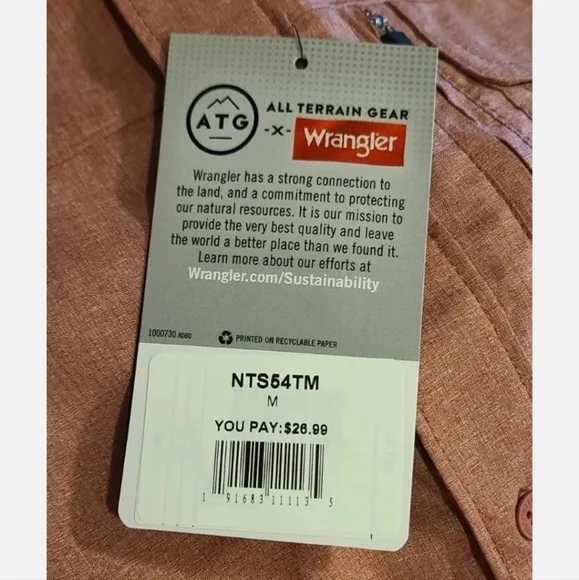 Wrangler ATG All Terrain Gear Utility Shirt , Men's Small or Medium Button Down - Picture 4 of 4